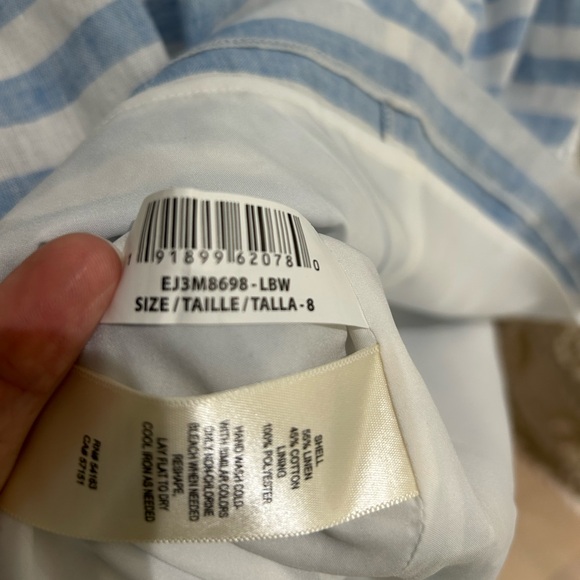 Eliza J Stripe Sleeveless Linen Cotton Shift Sheath Midi Dress Size 8 - Picture 7 of 9